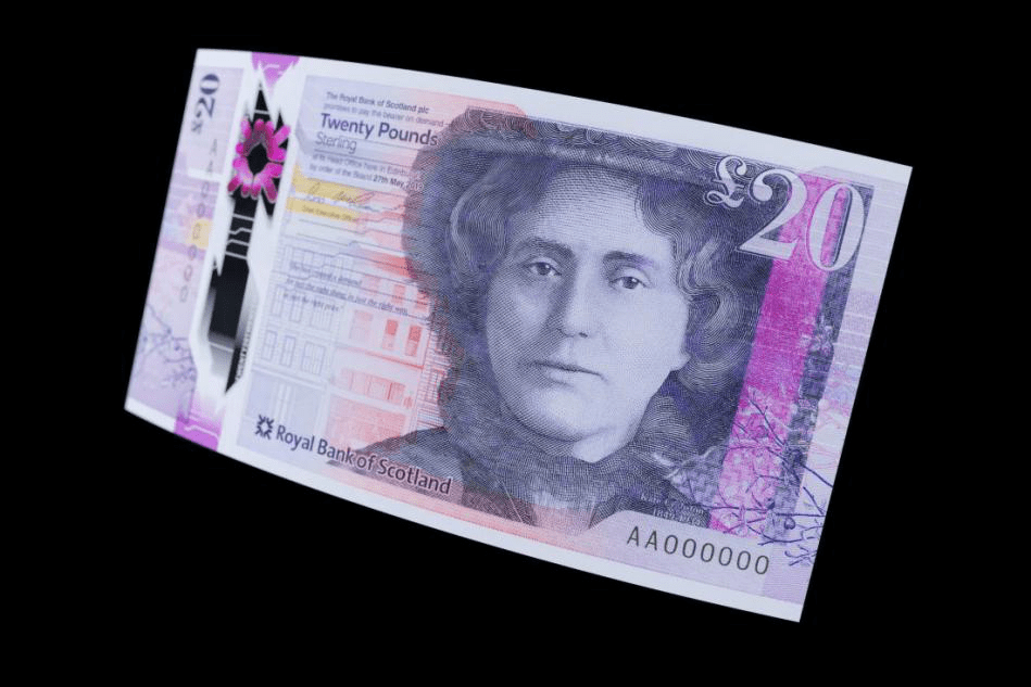 Банкнота номиналом £20 Королевского Шотландского Банка © De La Rue 2020