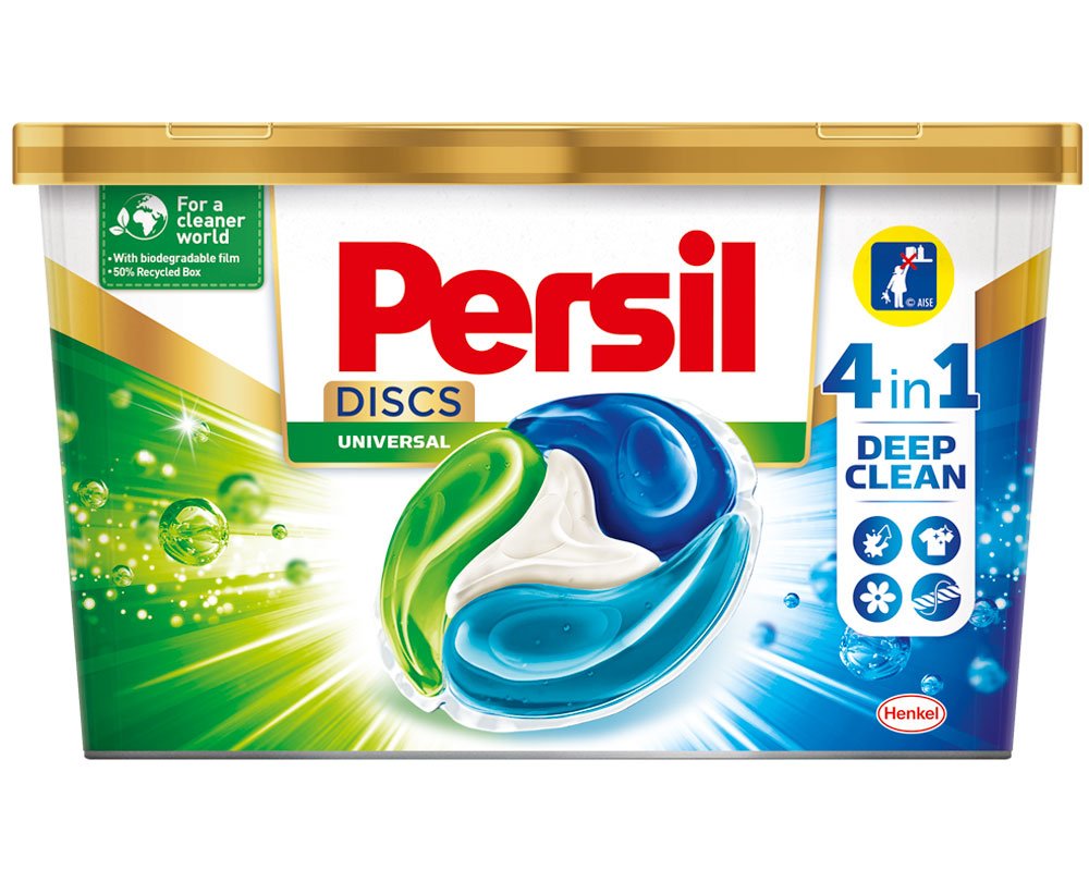 Упаковка Persil производится с использованием 50% переработанного полипропилена