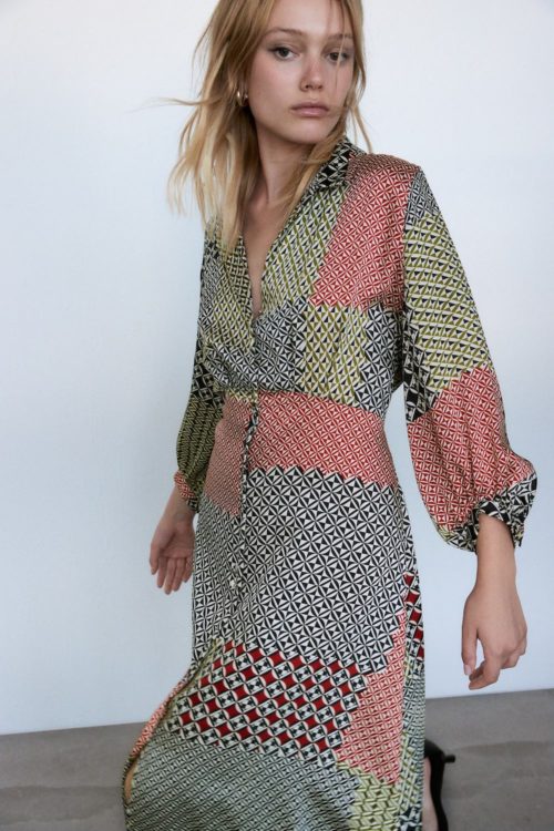 zara patchwork print dress