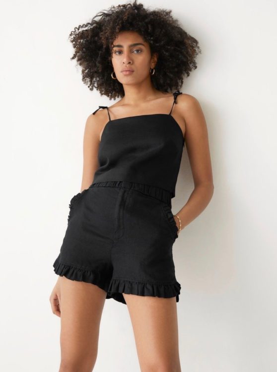 other stories frilled linen shorts